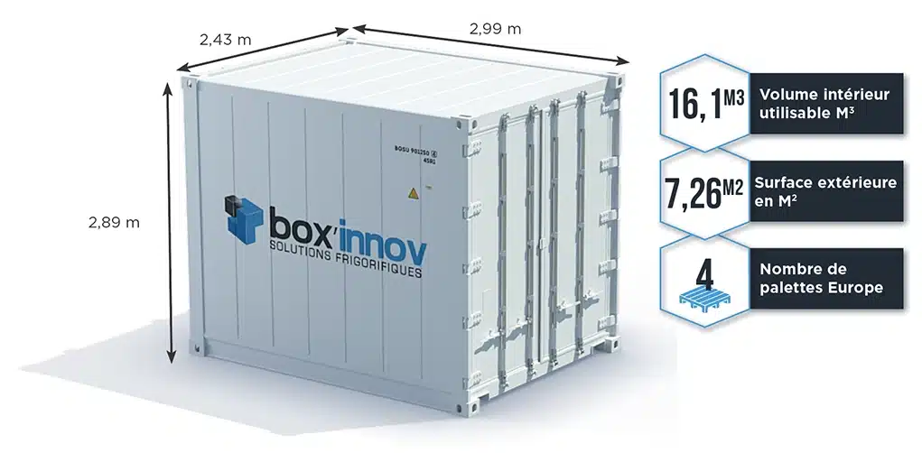 Dimensions 10 pieds high cube conteneur isotherme.
