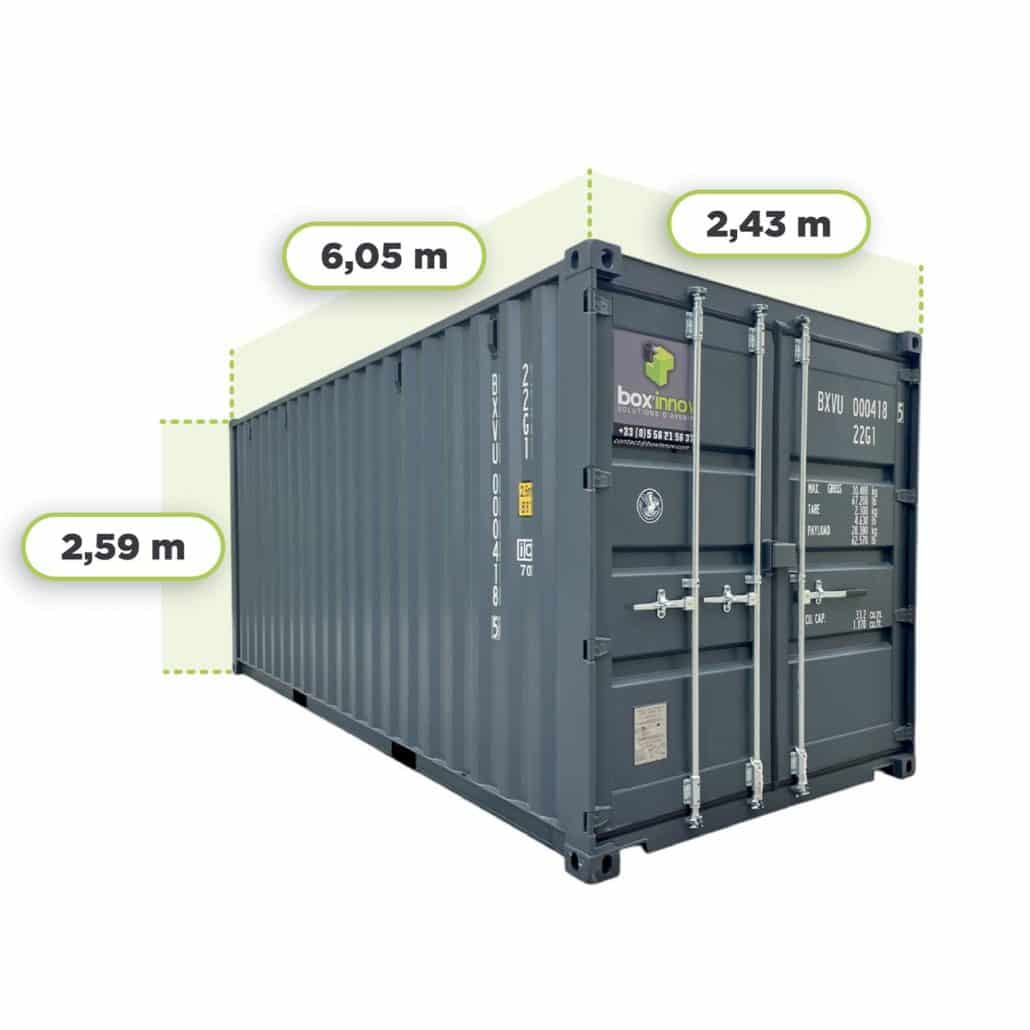 Dimensions extérieures d'un container maritime 20 pieds