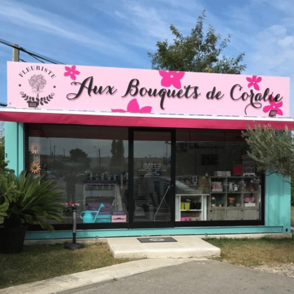 aux bouquets de coralie, container aménagé en bulle de vente