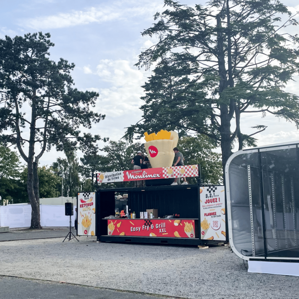 moulinex, container aménagé en restaurant, street food