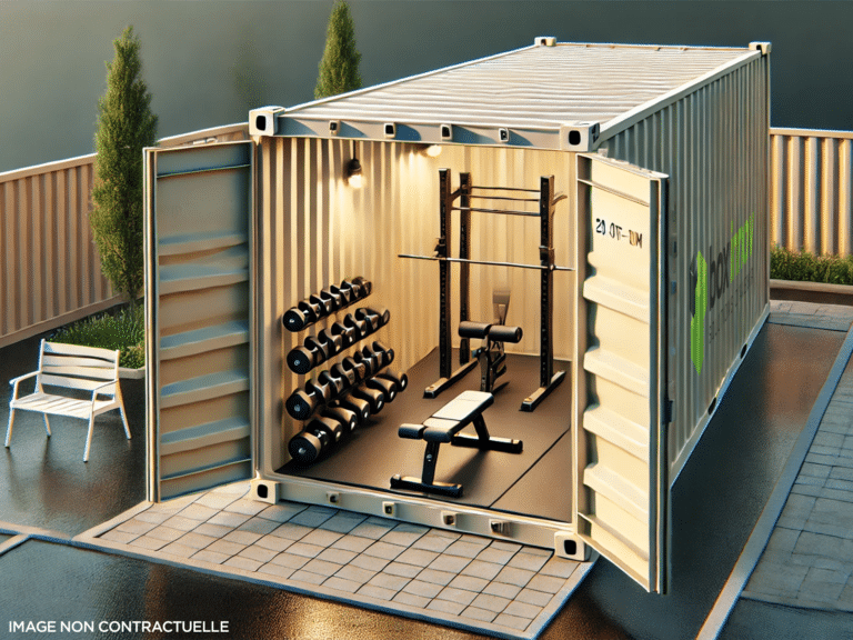 container aménagé en salle de sport